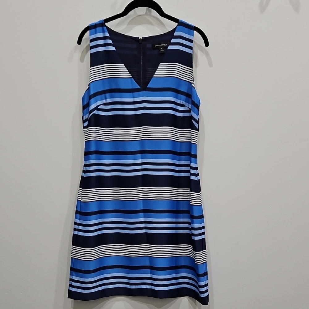 Banana Republic Blue Sheath V-Neck Mini Dress